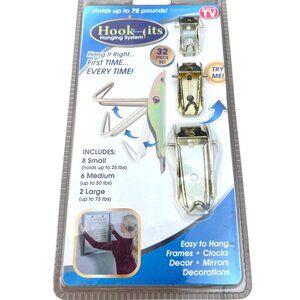 Hook Its Hanging System 32 piece Set Picture Frame Wall Hang Kit - AS SEEN ON TV